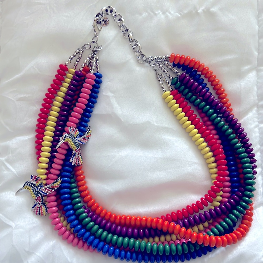 Sassy Jones 7 strand necklace with 2 removable brooches